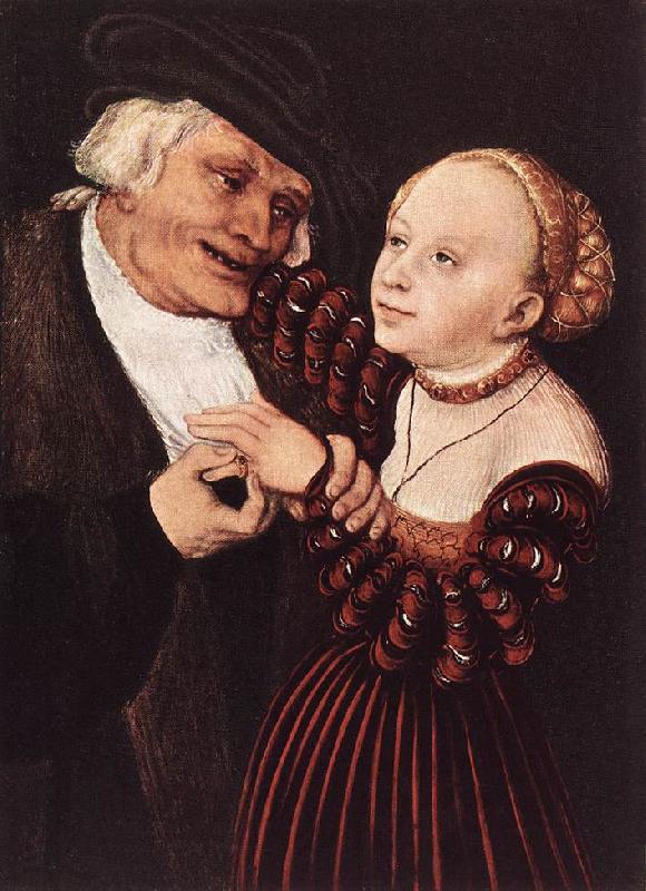 CRANACH, Lucas the Elder Old Man and Young Woman hgsw Sweden oil painting art